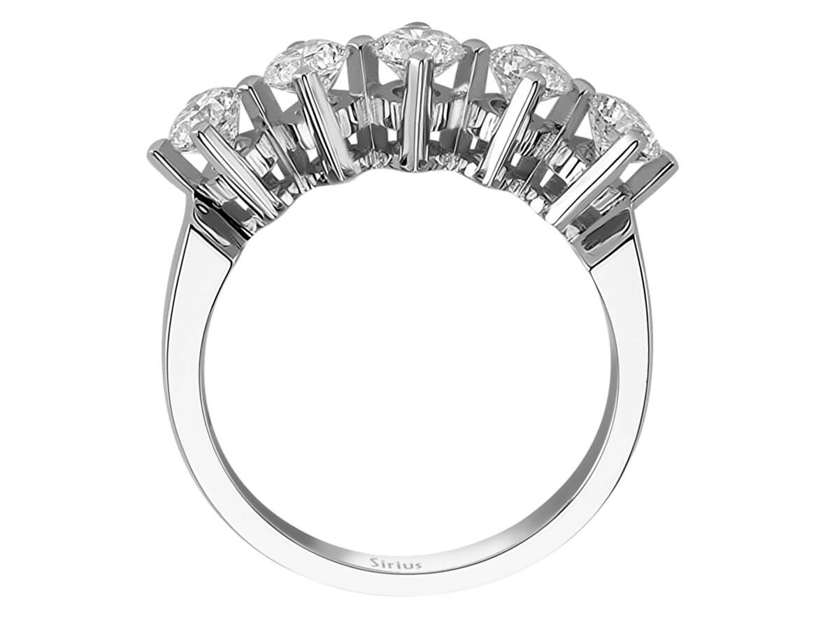 Bague cinq pierres avec 1,19 ct de diamants | Or Blanc 14 carats – Bijoux haut de gamme de Rosy Lab Diamonds