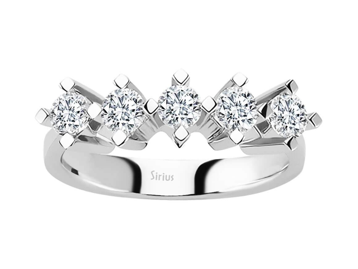 1,00 ct Pırlantalı Beştaş Yüzük | 14K Beyaz Altın - Rosy Lab Diamonds’tan yüksek kaliteli Mücevher