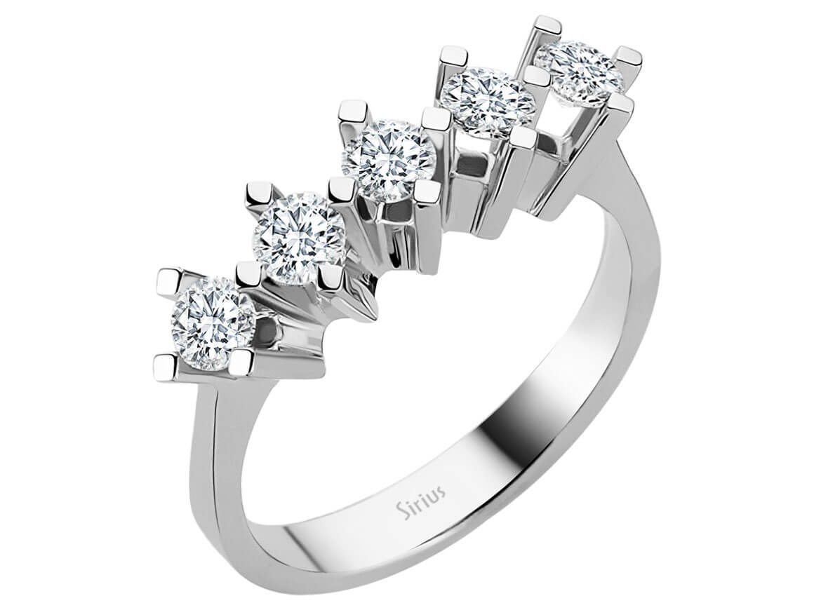 1,00 ct Pırlantalı Beştaş Yüzük | 14K Beyaz Altın - Rosy Lab Diamonds’tan yüksek kaliteli Mücevher