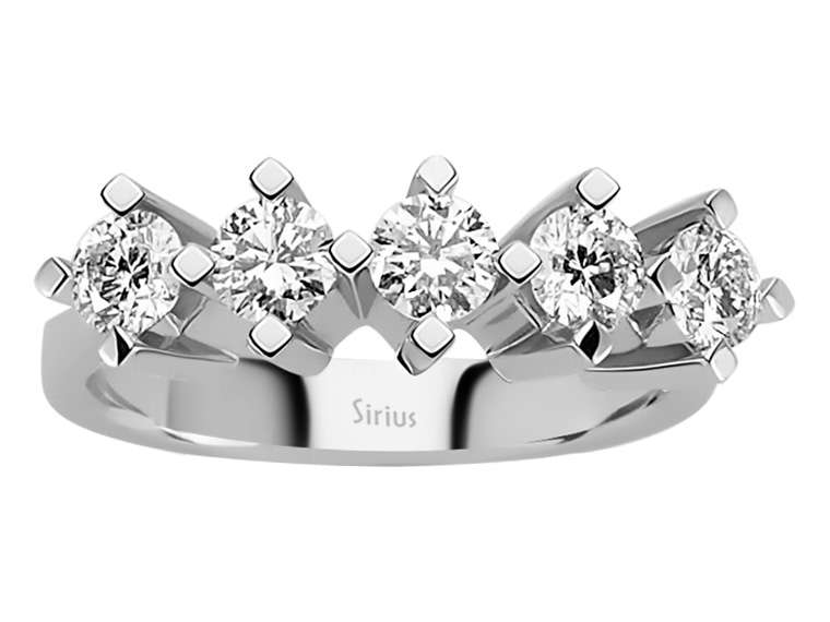 Five-stone ring with 1.19 ct diamonds | 14K White Gold - high-quality Jewelry from Rosy Lab Diamonds
