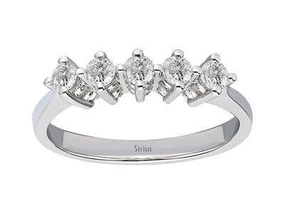 Feiner Fünfsteinring mit Diamanten – 0,38 Karat in 14K Weißgold