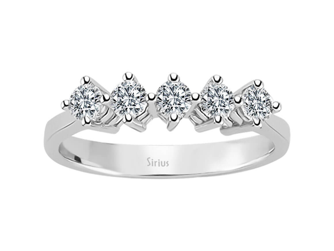 Fünfsteinring mit 0,54 ct Diamanten | 14K Weißgold - hochwertiger Schmuck von Rosy Lab Diamonds