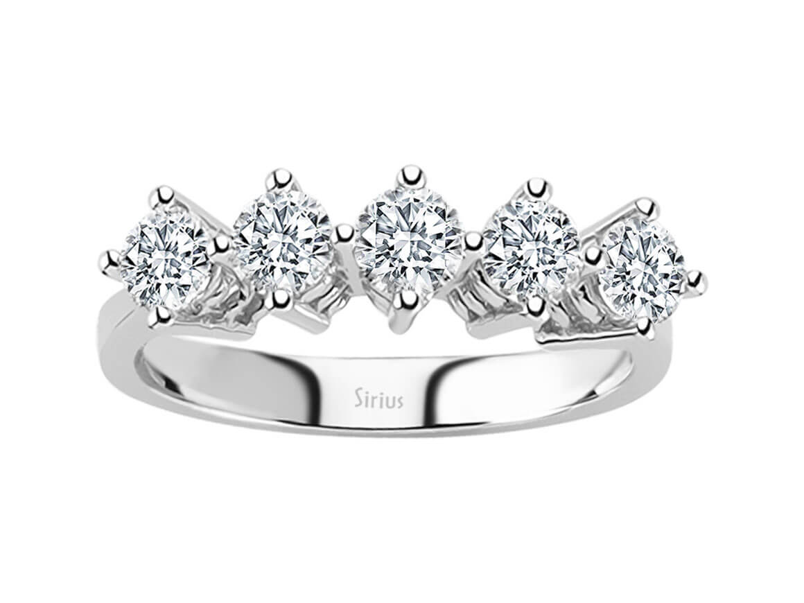 Fünfsteinring mit 1,00 ct Diamanten | 14K Weißgold - hochwertiger Schmuck von Rosy Lab Diamonds