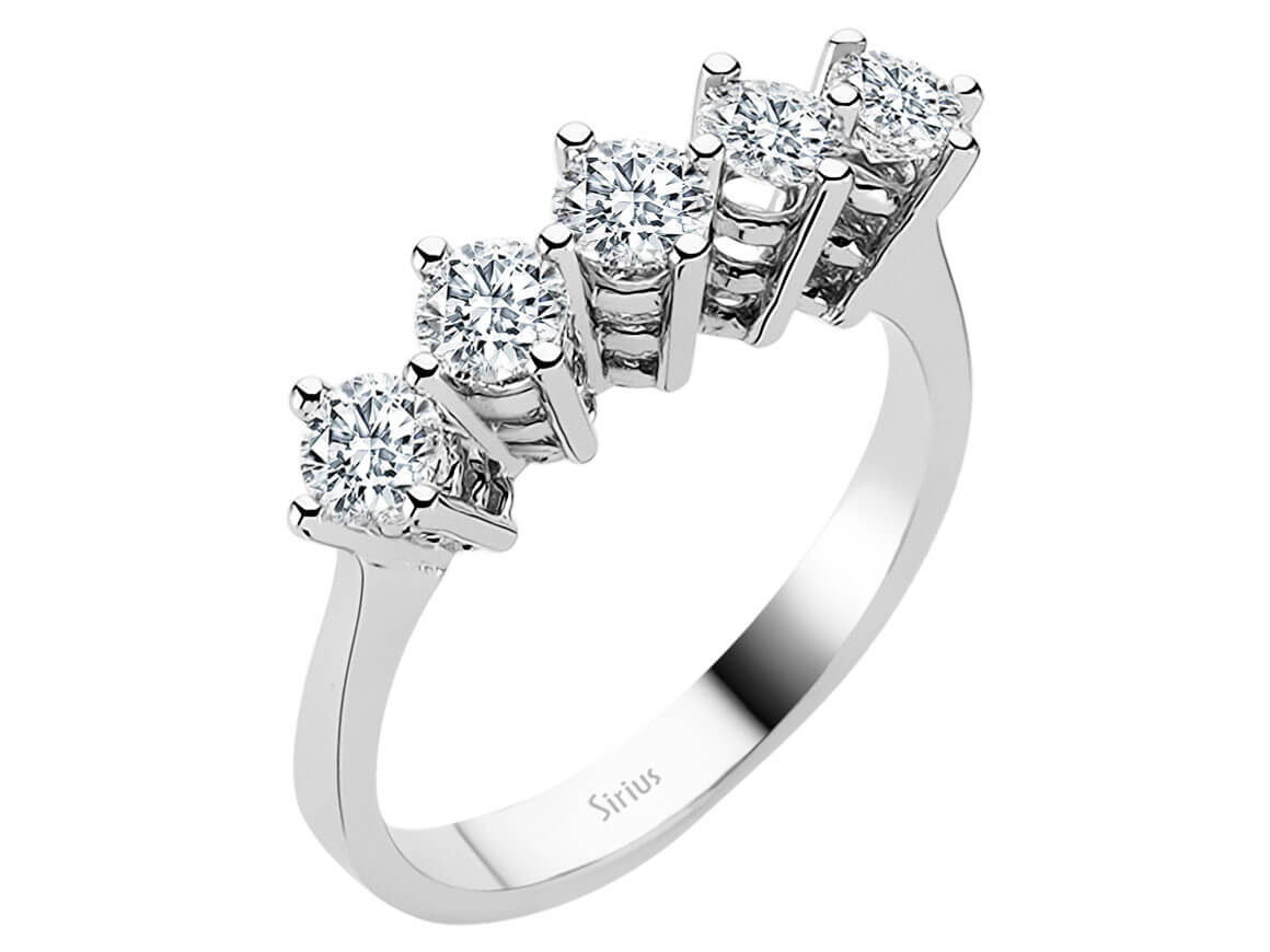 Fünfsteinring mit 1,00 ct Diamanten | 14K Weißgold - hochwertiger Schmuck von Rosy Lab Diamonds