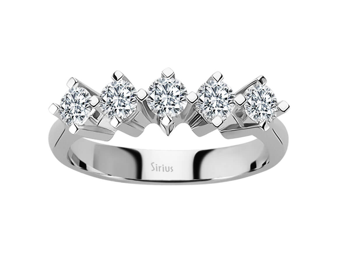 Bague cinq pierres avec 0,93 ct de diamants | Or Blanc 14 carats – Bijoux haut de gamme de Rosy Lab Diamonds