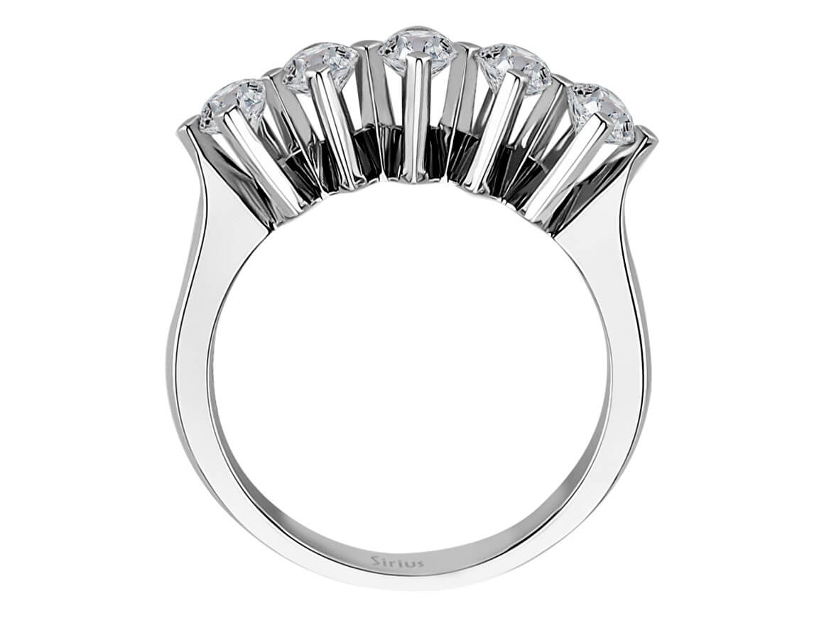 Bague cinq pierres avec 0,93 ct de diamants | Or Blanc 14 carats – Bijoux haut de gamme de Rosy Lab Diamonds