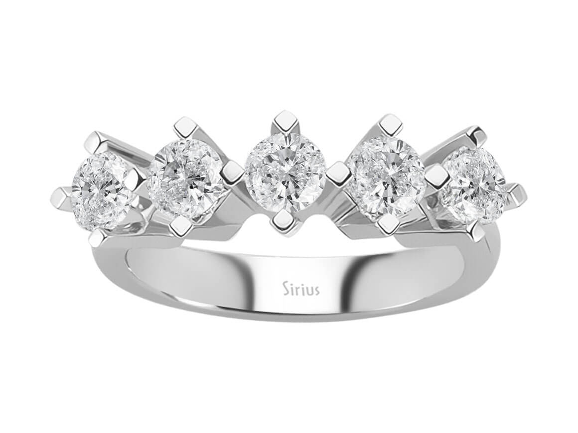 Bague à cinq pierres sertie de diamants de 1,54 ct | Or Blanc 14 carats - Bijoux haut de gamme de Rosy Lab Diamonds