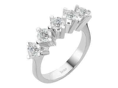 Fünfsteinring mit runden Diamanten – 1,54 Karat in 14K Weißgold