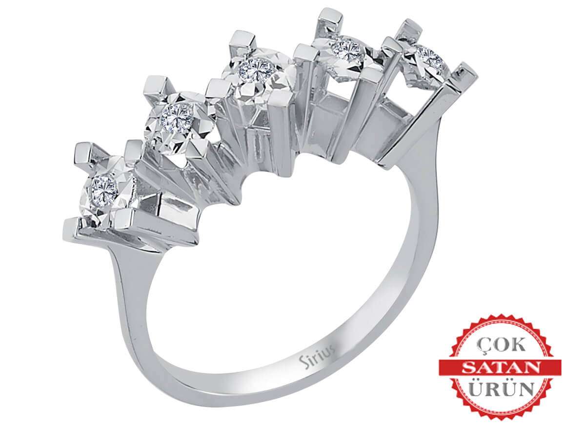 Eleganter Weißgold-Ring mit fünf laborgezüchteten Diamanten in 8 Karat Gold - hochwertiger Schmuck von Rosy Lab Diamonds