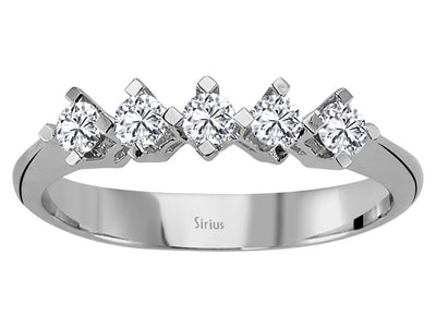 Weißgoldring mit 5 laborgezüchteten Diamanten in Rundschliff