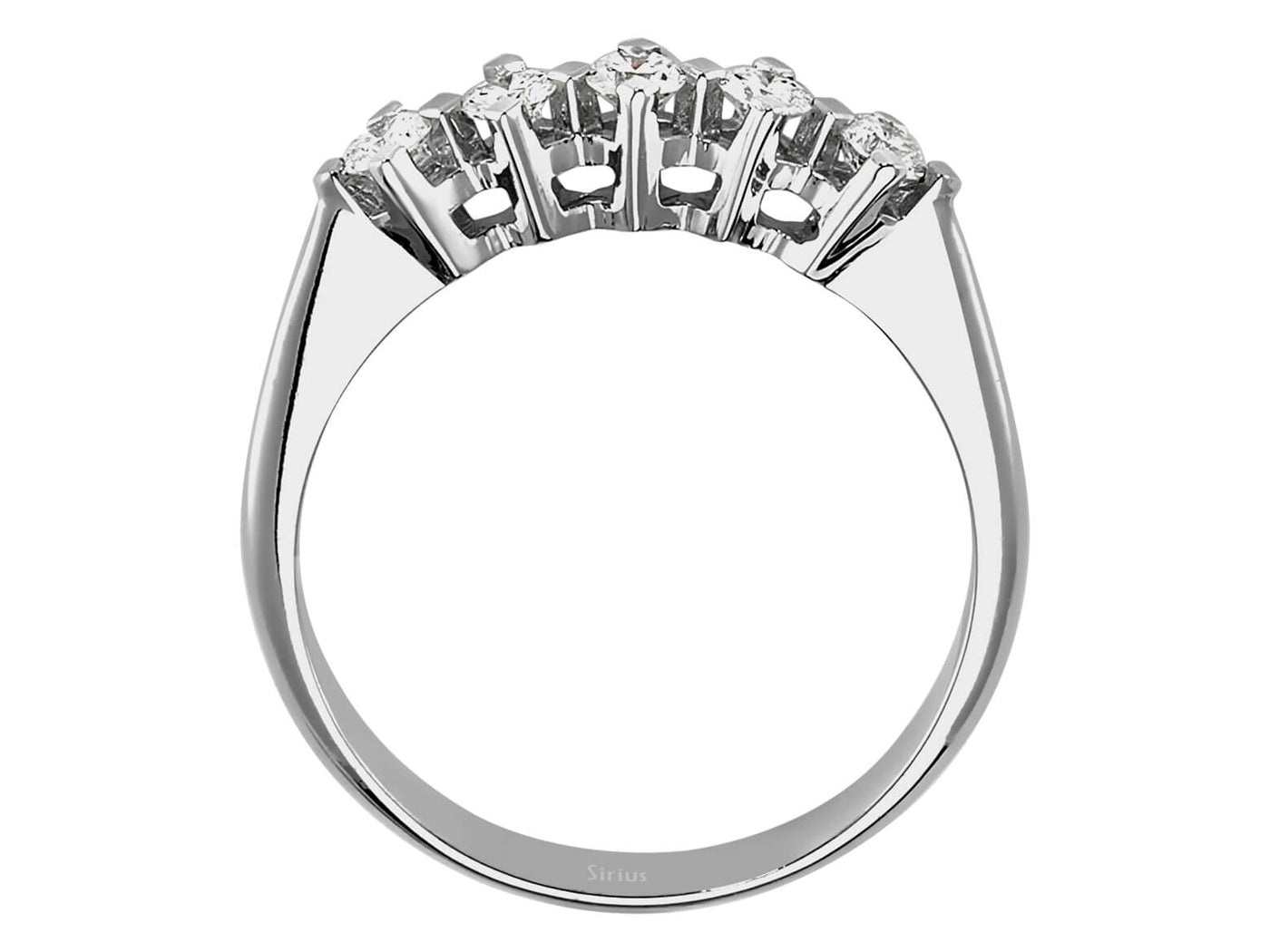 Weißgoldring mit 5 laborgezüchteten Diamanten in Rundschliff