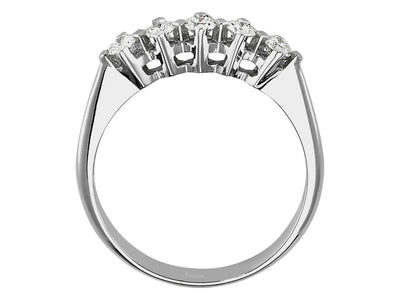 Weißgoldring mit 5 laborgezüchteten Diamanten in Rundschliff