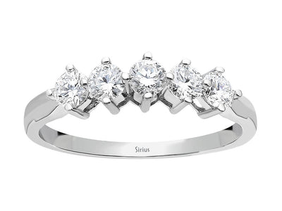 Weißgoldring mit 5 laborgezüchteten Diamanten in Rundschliff