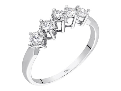 Weißgoldring mit 5 laborgezüchteten Diamanten in Rundschliff