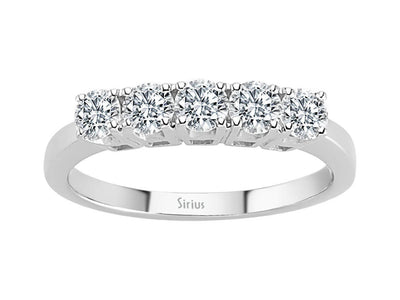 Eleganter 5-Steine-Ring mit rund geschliffenen Diamanten, 14 Karat Weißgold
