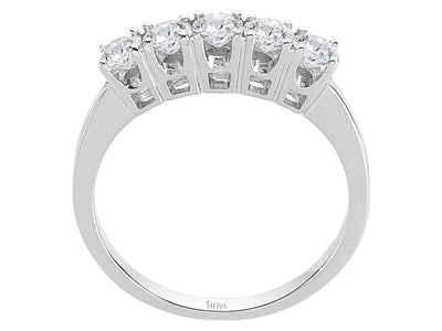 Eleganter 5-Steine-Ring mit rund geschliffenen Diamanten, 14 Karat Weißgold