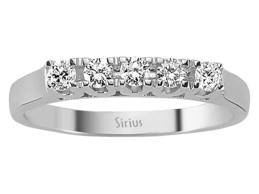 Bague en or blanc avec 5 diamants de laboratoire (0,26 ct) et détail de galerie | 14 carats – Bijoux haut de gamme de Rosy Lab Diamonds