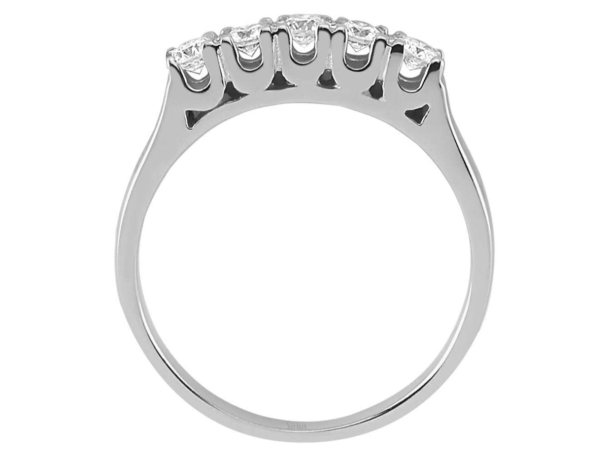 Bague en or blanc avec 5 diamants de laboratoire (0,26 ct) et détail de galerie | 14 carats – Bijoux haut de gamme de Rosy Lab Diamonds