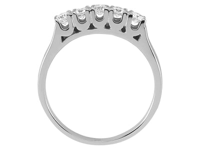 Weißgoldring mit 5 Labordiamanten und filigraner Galerie