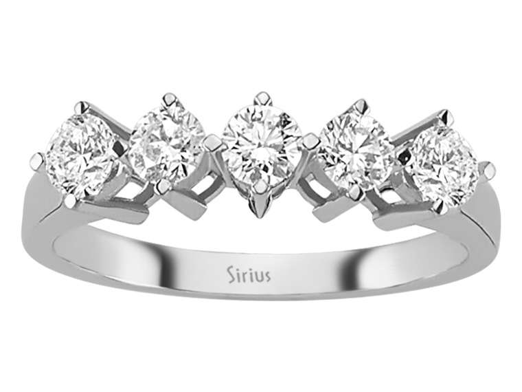 Five-stone ring with lab-grown diamonds – 14K White Gold, 0.75 ct – high-quality Jewelry from Rosy Lab Diamonds