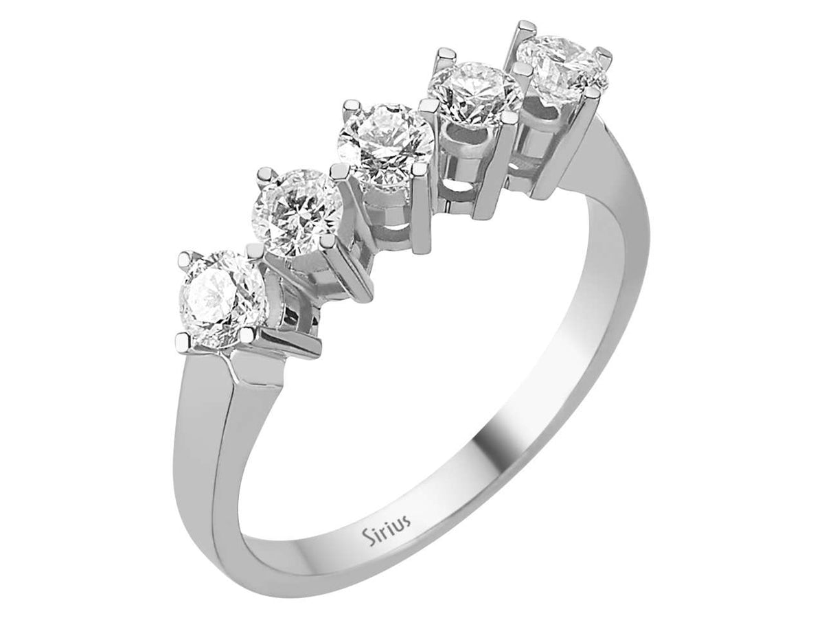 Five-stone ring with lab-grown diamonds – 14K White Gold, 0.75 ct – high-quality Jewelry from Rosy Lab Diamonds