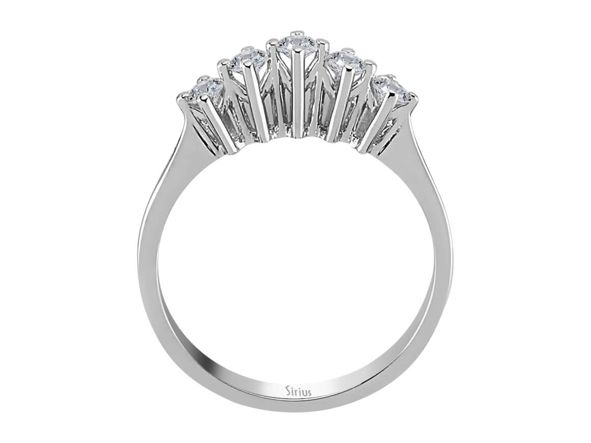 Délicat anneau à 5 pierres avec 0,34 ct de diamants de laboratoire – Or Blanc 14 K – Bijoux haut de gamme de Rosy Lab Diamonds