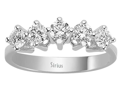 Luxuriöser Fünfstein-Ring mit 0,93 ct Labordiamanten in 14K Weißgold
