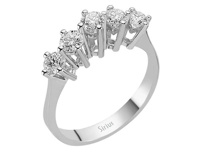 Luxuriöser Fünfstein-Ring mit 0,93 ct Labordiamanten in 14K Weißgold