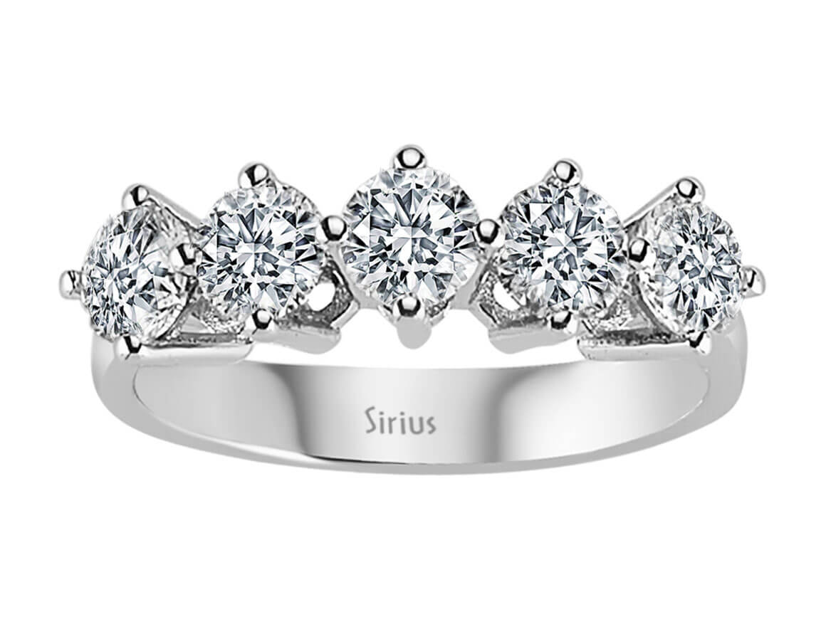 Five-stone ring in 14K White Gold with 1.60 ct lab-grown diamonds - high-quality Jewelry from Rosy Lab Diamonds