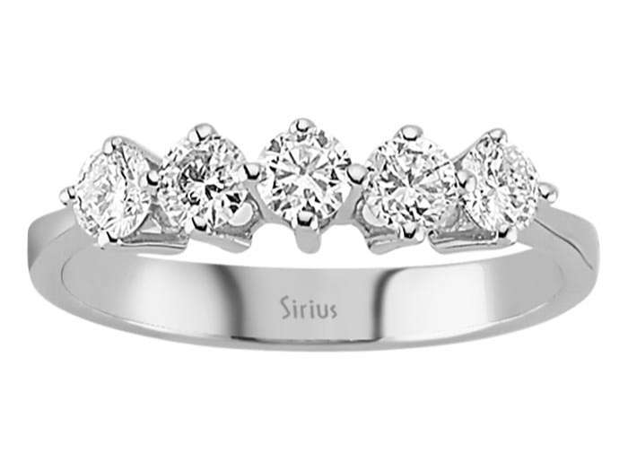 Five-stone ring with 0.70 ct lab-grown diamonds - 14K White Gold | Elegant piece of Jewelry - high-quality Jewelry from Rosy Lab Diamonds