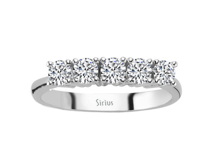 5-Steine-Ring aus 18K Weißgold mit 0,74 ct Labordiamanten