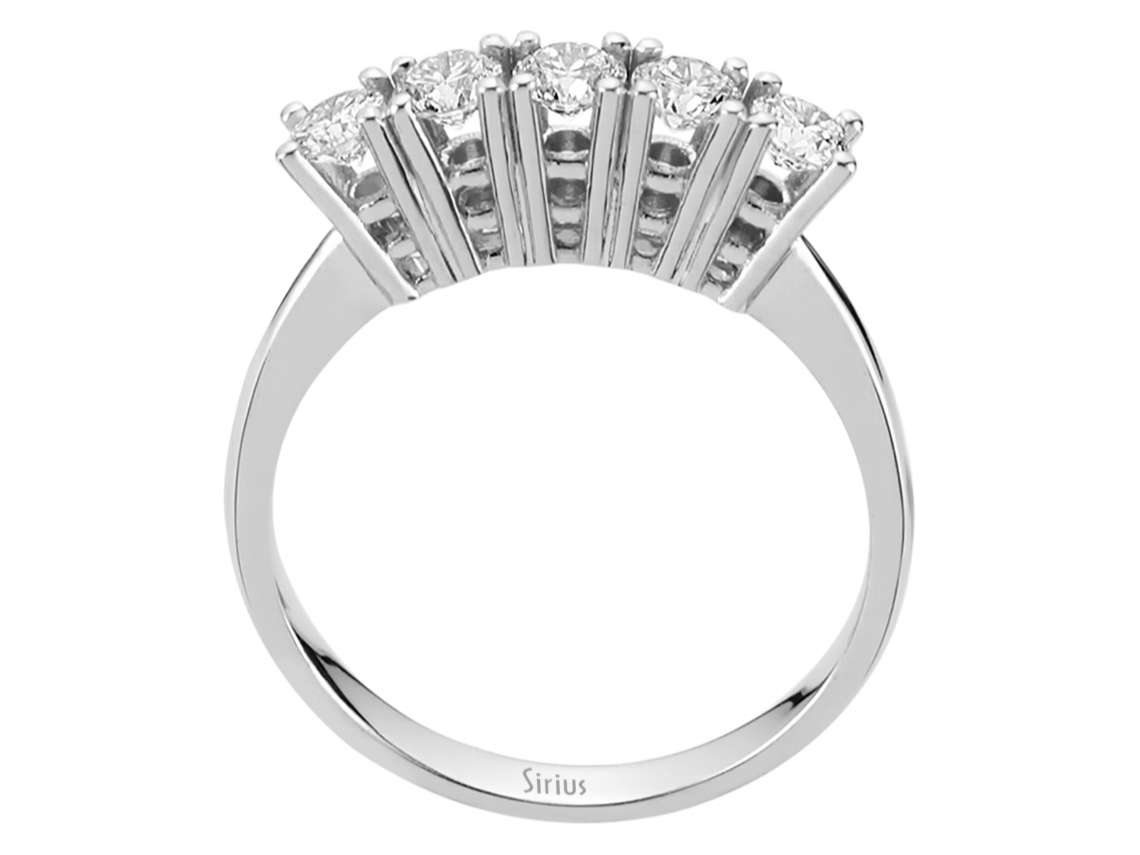 Bague à 5 pierres avec 0,74 ct de diamants de laboratoire – Or Blanc 18 carats pour une élégance raffinée – Bijoux haut de gamme de Rosy Lab Diamonds