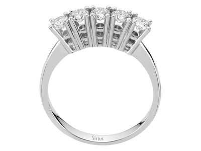 5-Steine-Ring aus 18K Weißgold mit 0,74 ct Labordiamanten