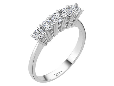 5-Steine-Ring aus 18K Weißgold mit 0,74 ct Labordiamanten