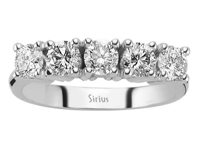 Eleganter 5-Steine-Ring aus 14K Weißgold mit 1,24 ct Labordiamanten