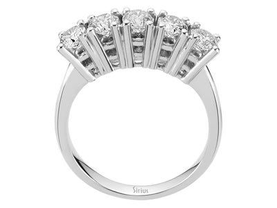 Eleganter 5-Steine-Ring aus 14K Weißgold mit 1,24 ct Labordiamanten