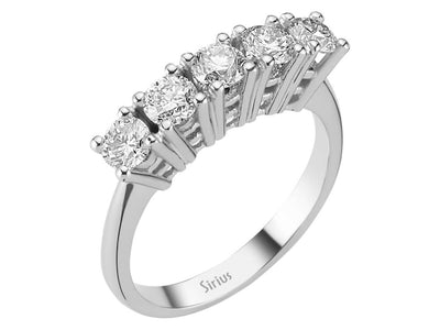 Eleganter 5-Steine-Ring aus 14K Weißgold mit 1,24 ct Labordiamanten