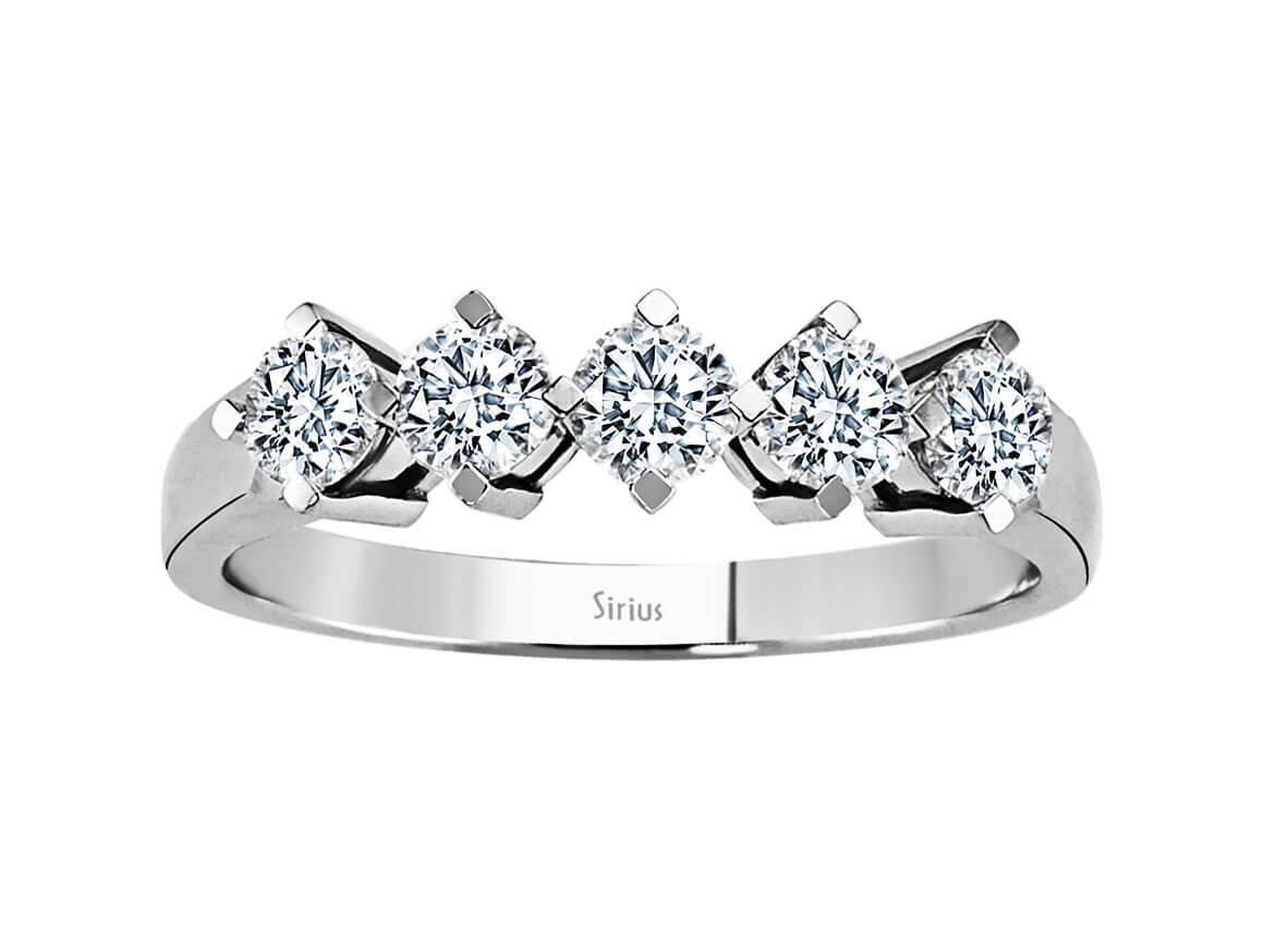 Elegant 5-Stone Round Diamond Ring in 18K White Gold