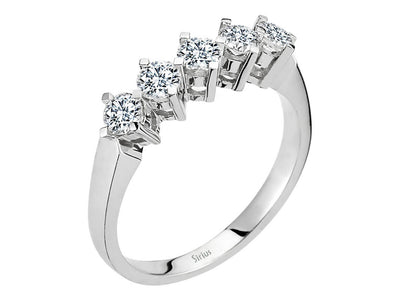 Elegant 5-Stone Round Diamond Ring in 18K White Gold