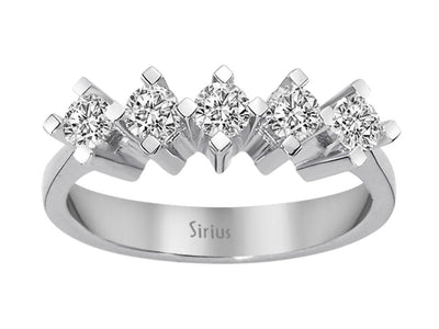 Klassischer Fünfstein-Diamantring mit 0,74 ct – 14K Weißgold