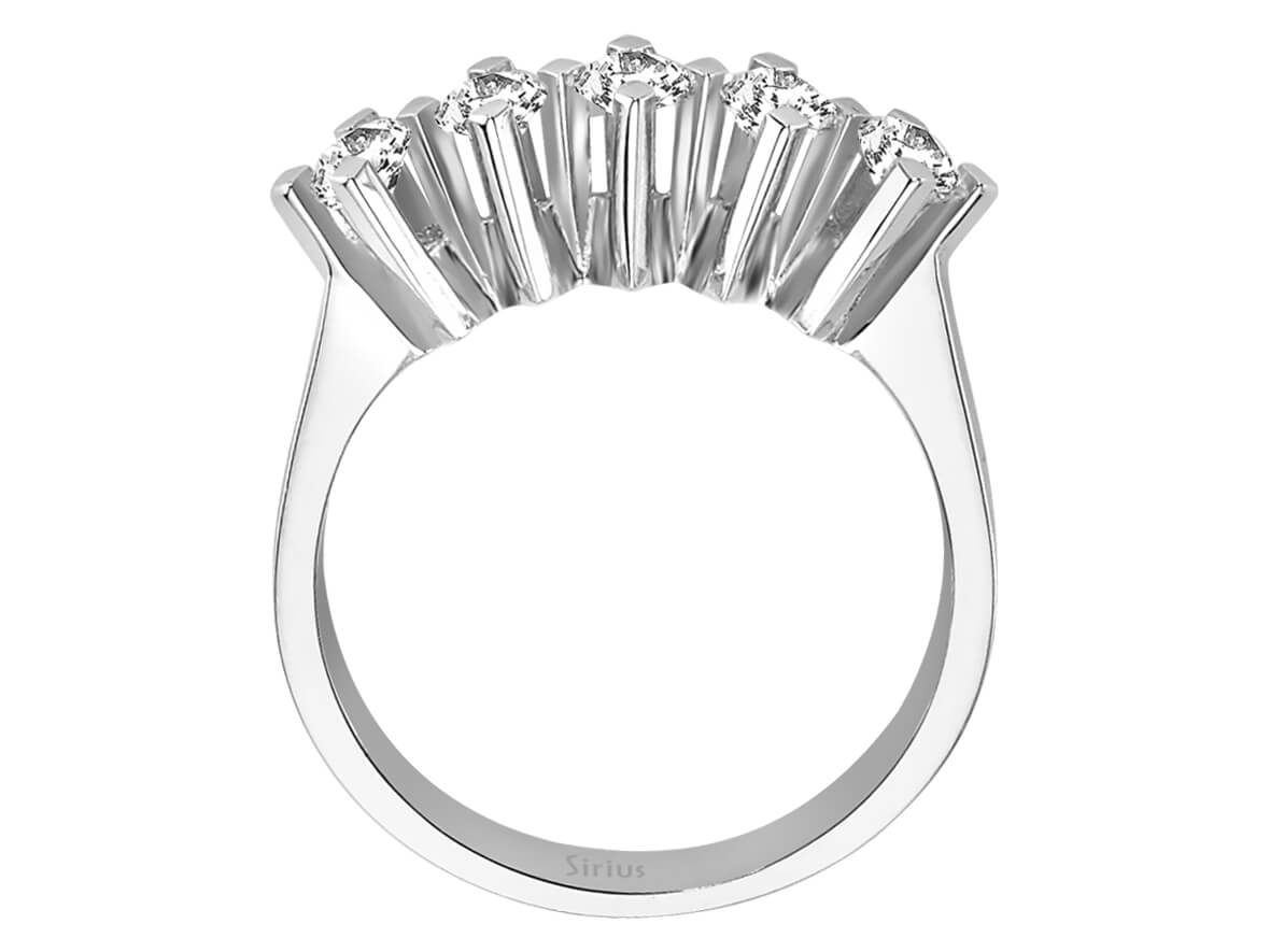 0,74 ct Laboratuvar Pırlantalı Beş Taş Yüzük - 14 Ayar Beyaz Altın - Rosy Lab Diamonds’tan kaliteli Mücevher