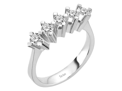 Klassischer Fünfstein-Diamantring mit 0,74 ct – 14K Weißgold