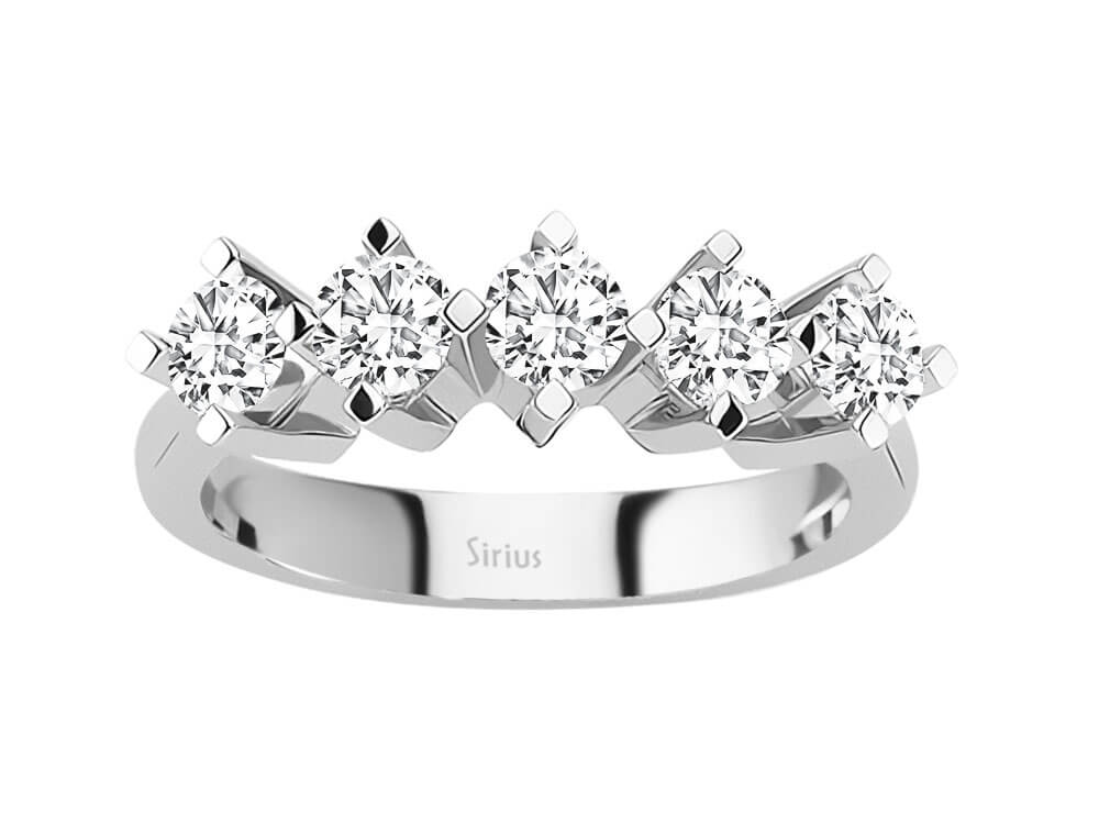 5 Pırlantalı Pırlanta Yüzük - 1,17 ct - 14K Beyaz Altın - Rosy Lab Diamonds'tan yüksek kaliteli Mücevher