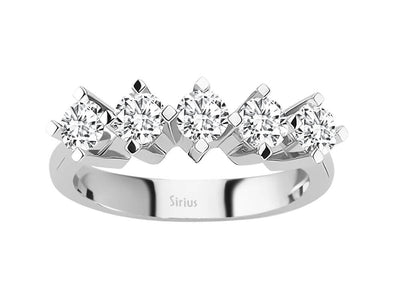 Klassischer 5-Steine-Diamantring aus 14K Weißgold – 1,17 Karat