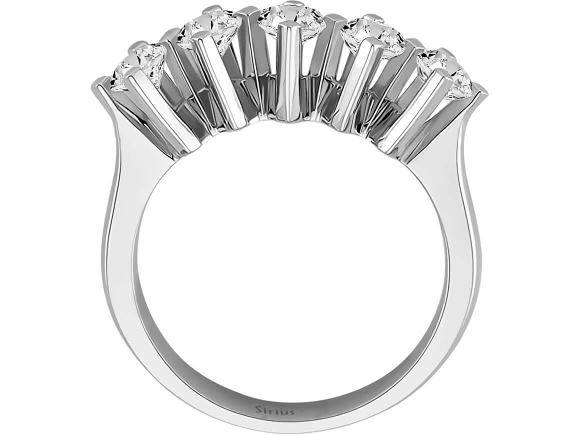 5 Pırlantalı Pırlanta Yüzük - 1,17 ct - 14K Beyaz Altın - Rosy Lab Diamonds'tan yüksek kaliteli Mücevher