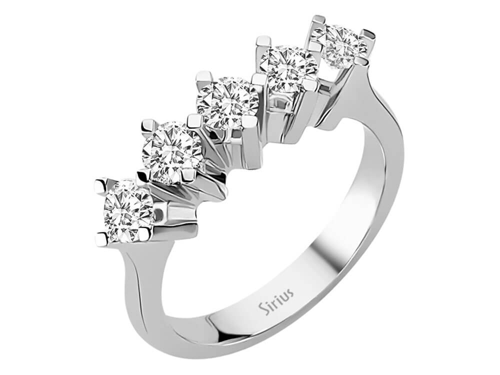 5 Pırlantalı Pırlanta Yüzük - 1,17 ct - 14K Beyaz Altın - Rosy Lab Diamonds'tan yüksek kaliteli Mücevher