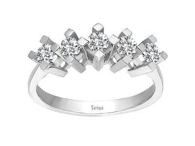 Simple 5-Stone Diamond Ring with 5 Round Diamonds, 14 Karat White Gold