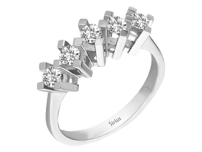 Simple 5-Stone Diamond Ring with 5 Round Diamonds, 14 Karat White Gold