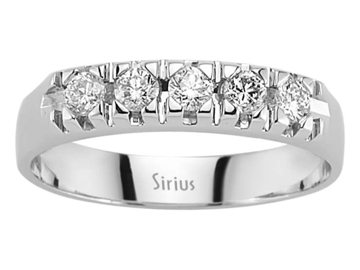 Moderner 5-Steine Rundschliff Diamantring aus 14K Weißgold