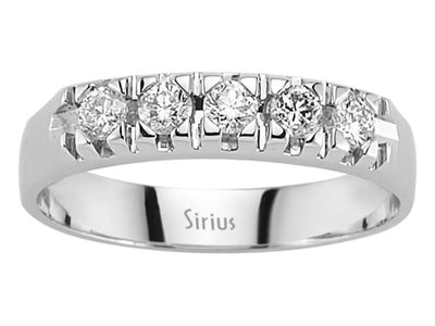 Moderner 5-Steine Rundschliff Diamantring aus 14K Weißgold